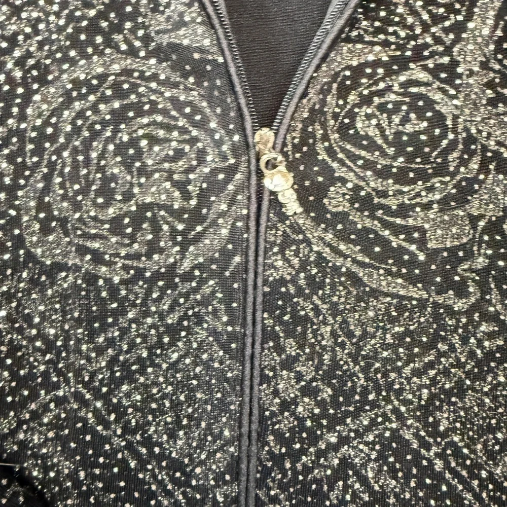 R&M Richards Black Blazer with Textured Floral Design